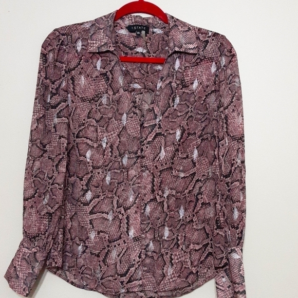 1st state women blouse long sleeves button front snake print new in size XS boho - Picture 2 of 9